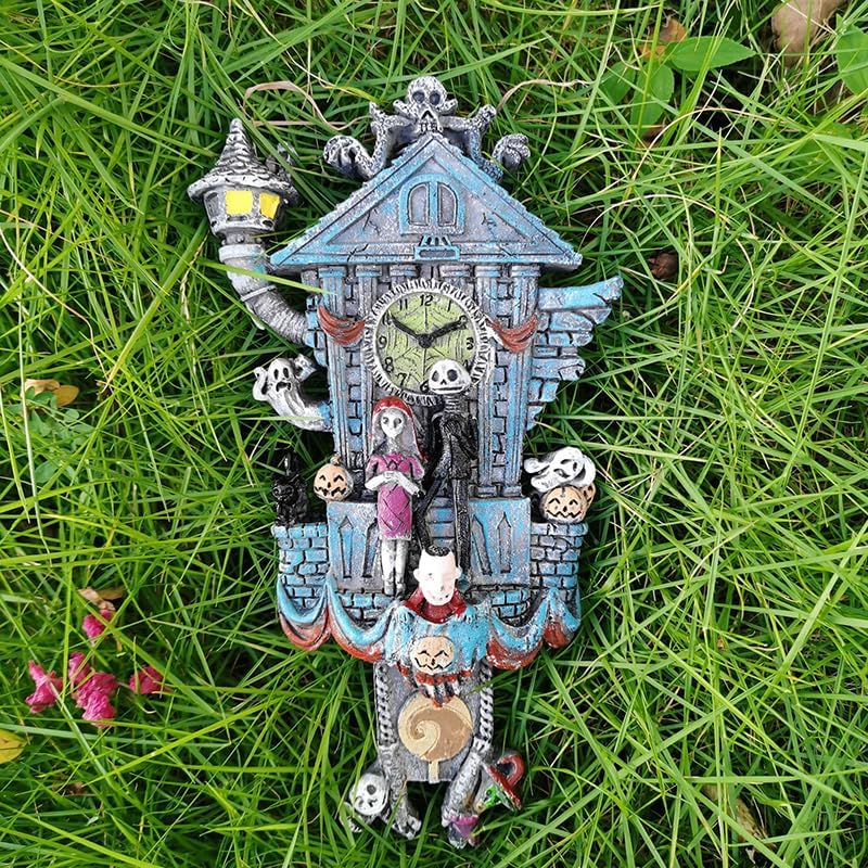 Topyond Halloween Cuckoo Clock, Resin Cuckoo Clock for Wall, Nightmare Before Christmas Design, Decorative Coo Coo Clock for Halloween Christmas Decoration