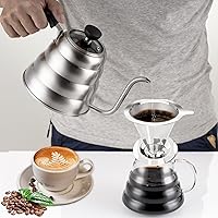 Vista 6 de Gotero de Café Pour Over, Filtro de Café Sin Papel de Goteo Lento, Cafetera Pour Over para Preparar 1-2 Tazas, Diseño de Doble Malla de Filtro