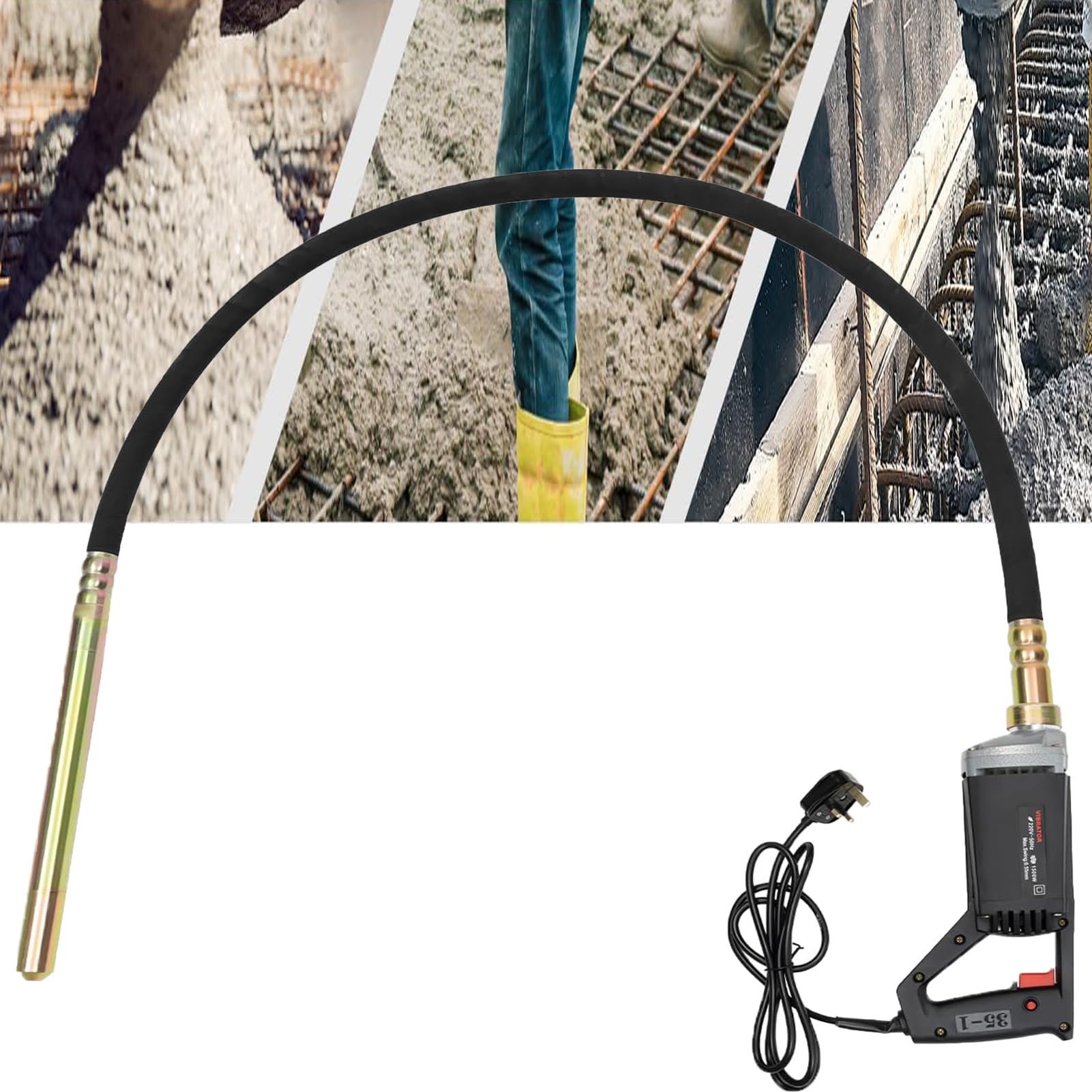 Vibrateur à béton portatif 1500W avec tige robuste de maçonnerie