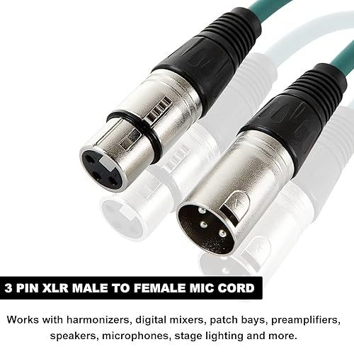Miniatura 3 de ABuff Paquete de 10 cables XLR de 3 pies, cable de conexión XLR macho a hembra XLR de 3 pines, ideal para micrófono, audio, guitarra, altavoz
