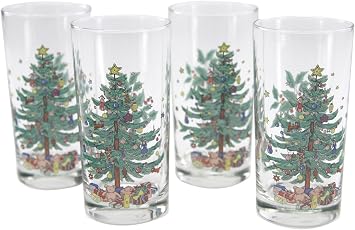 Nikko Christmas Glassware Highball, Set of 4