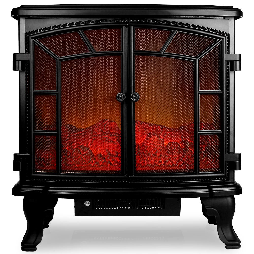 MONZANA® Elektrokamin LED Flammeneffekt 2000W Heizlüfter Elektrisch 2 Heizstufen Fernbedienung Heizung Timer Kamin Wohnzimmer Ofen 70x36x66cm Schwarz