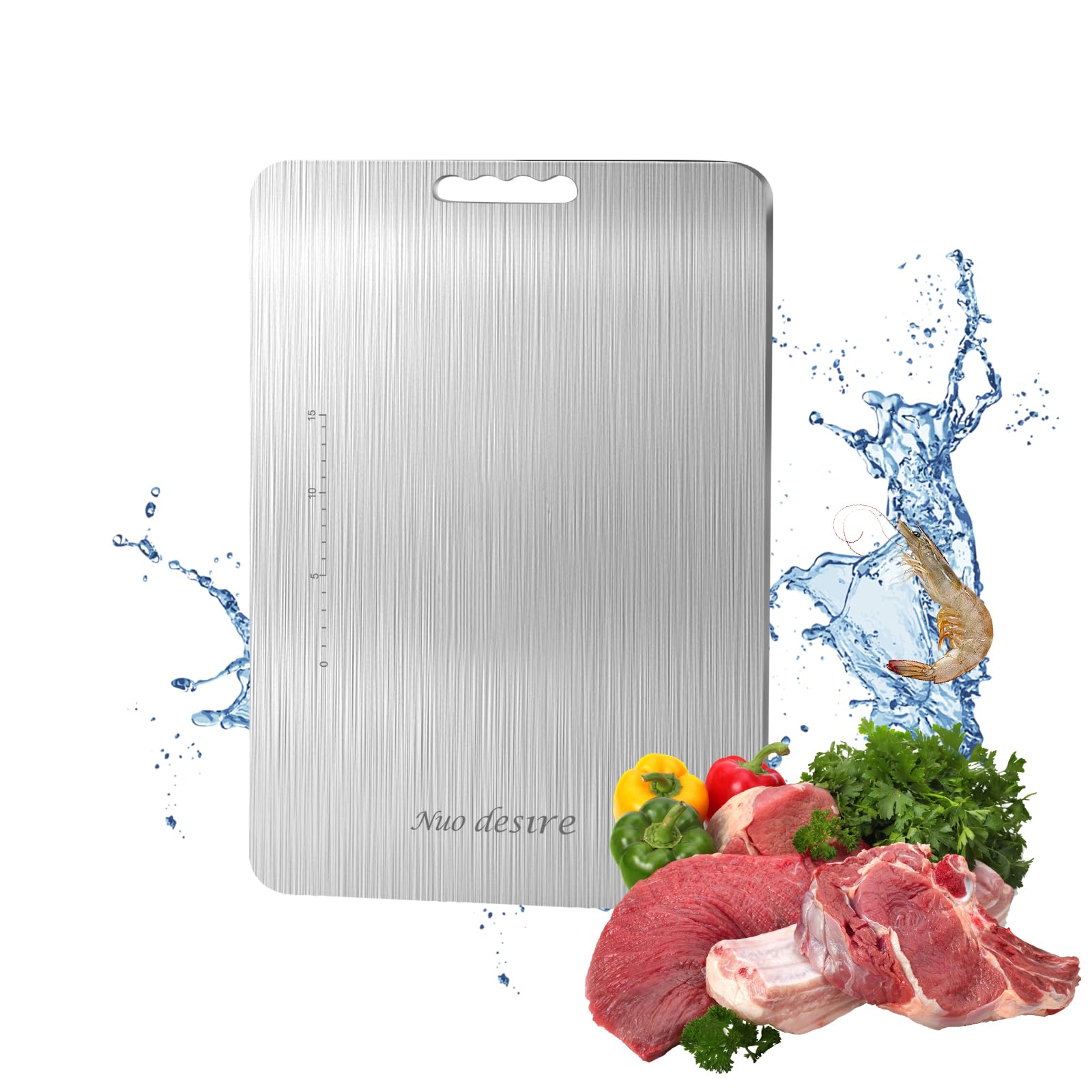 Tagliere In Acciaio Inox Titanio 14,5x23,5 Cm - Doppia Faccia Per Carne E Verdura - Antiodore - Foto 2