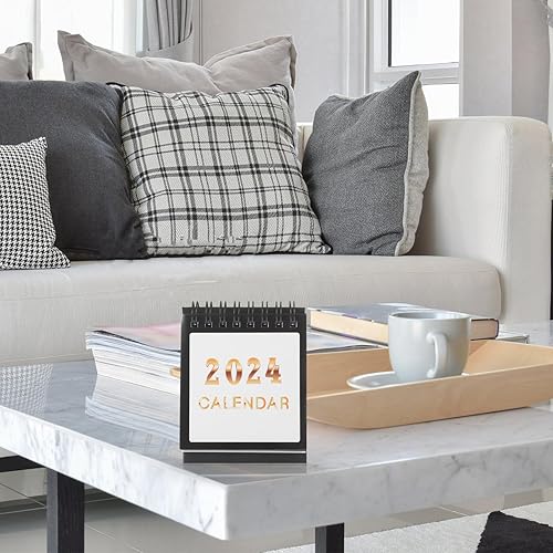 Miniatura 4 de SAFIGLE Calendario de escritorio 2024-2025  Calendario de escritorio abatible de pie con vista mensual, 10 x 8.3 pulgadas, encuadernación de doble