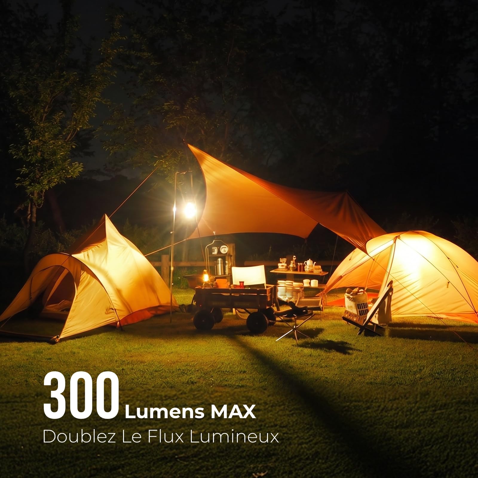 FLEXTAILGEAR Zero Lantern, Lanterne de Camping Portable Ultra-légère (56 g), Rechargeable (1100 mAh), Torche et Lampe de Camping 2 en 1, 4 Modes d'éclairage, 300LM, Accessoire de Camping d'urgence.