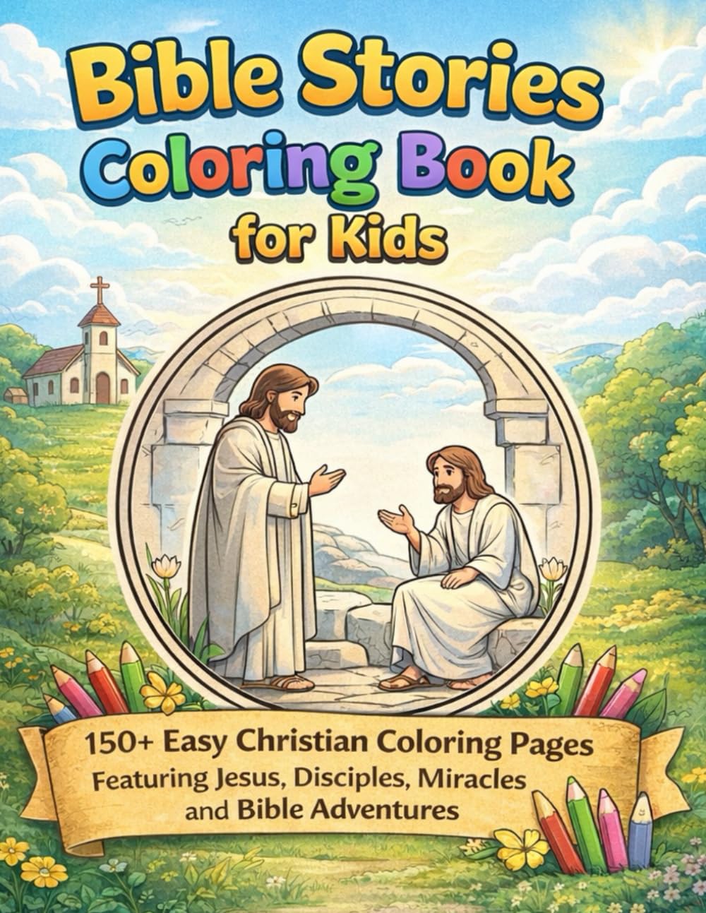 Bible Stories Coloring Book for Kids: 150+ Easy Coloring Pages Featuring Jesus, Disciples, Miracles & Bible Adventures