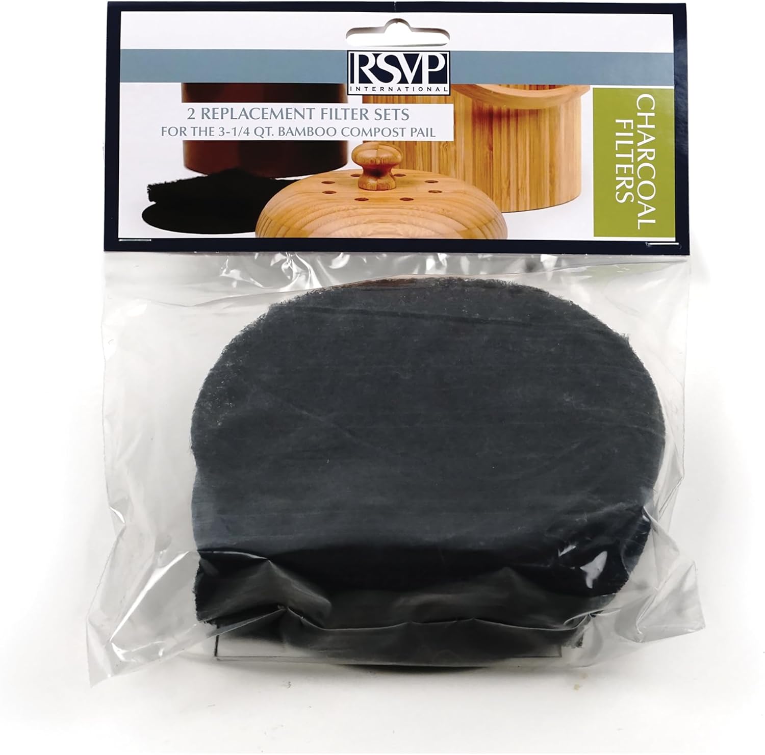Bamboo Compost Pail Charcoal Filters, 2
