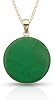 JewelryWeb - Elegant Minimalist 14k Gold Green and Lavender Jade Circle Pendant Necklace - Genuine Round Green and Lavender Jade Stone - 20x26mm - Timeless Jewelry Gift for Women