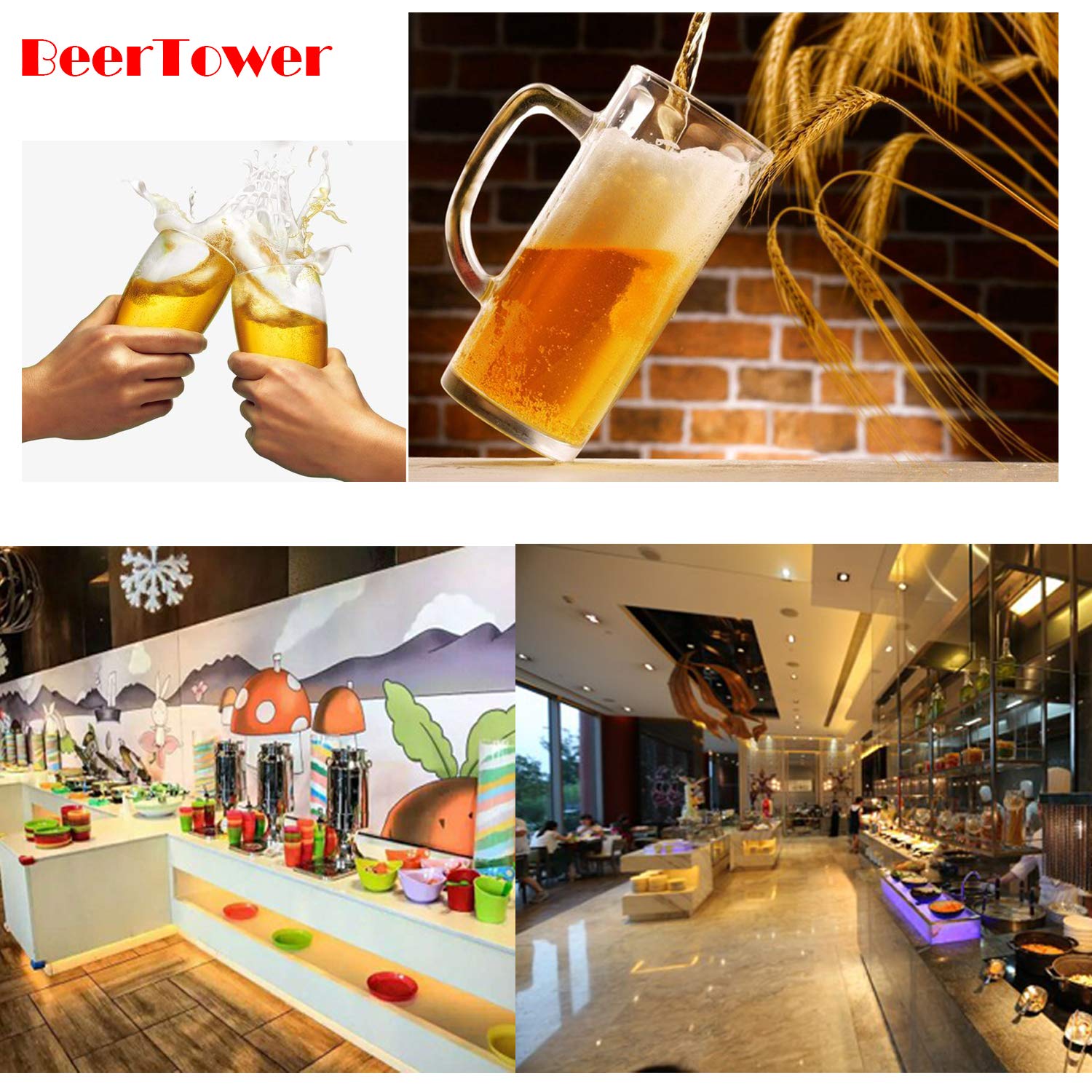 MGGi Draft Kegerator Tower Beer Dispenser Kit, Stainless Steel 3 Tap