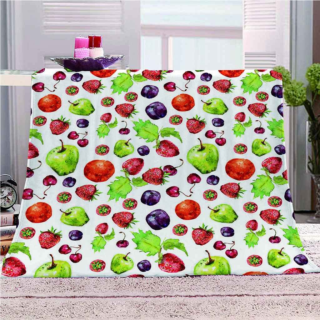Couverture microfibre douce lit plaid flanelle poire fraise toutes saisons