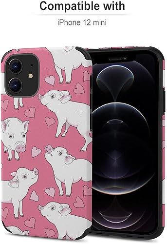Miniatura 2 de Mini Pigs and A Hearts Cute Phone Case Compatible with iPhone 12 Mini Microfiber Shockproof Protective Phone Shell Cover