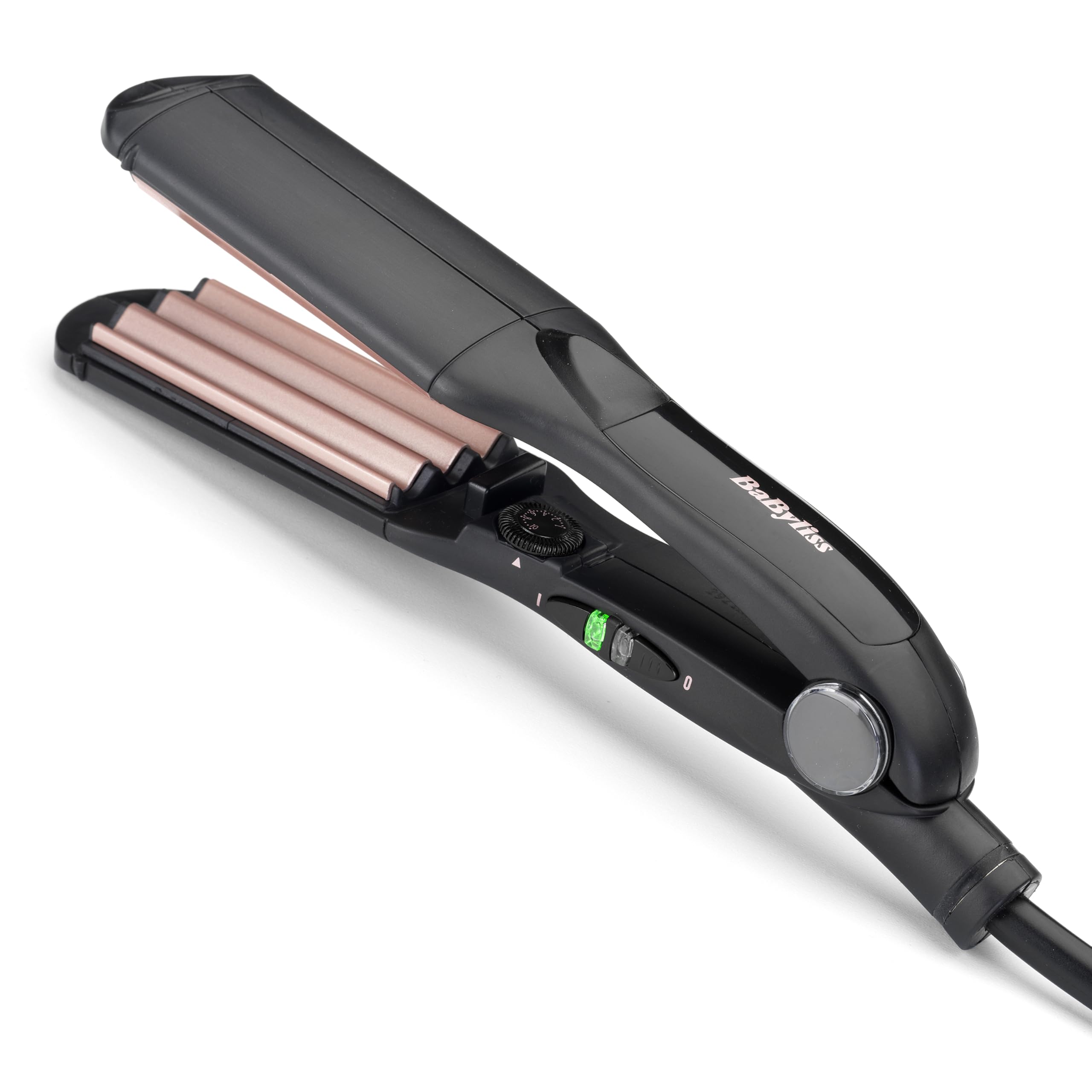 BaByliss Hair Crimper - Tourmaline Ceramic Coated Crimping Iron, 10 Heat Settings up to 210°C, Texture & Volume Styling Tool, Black, 2165CU