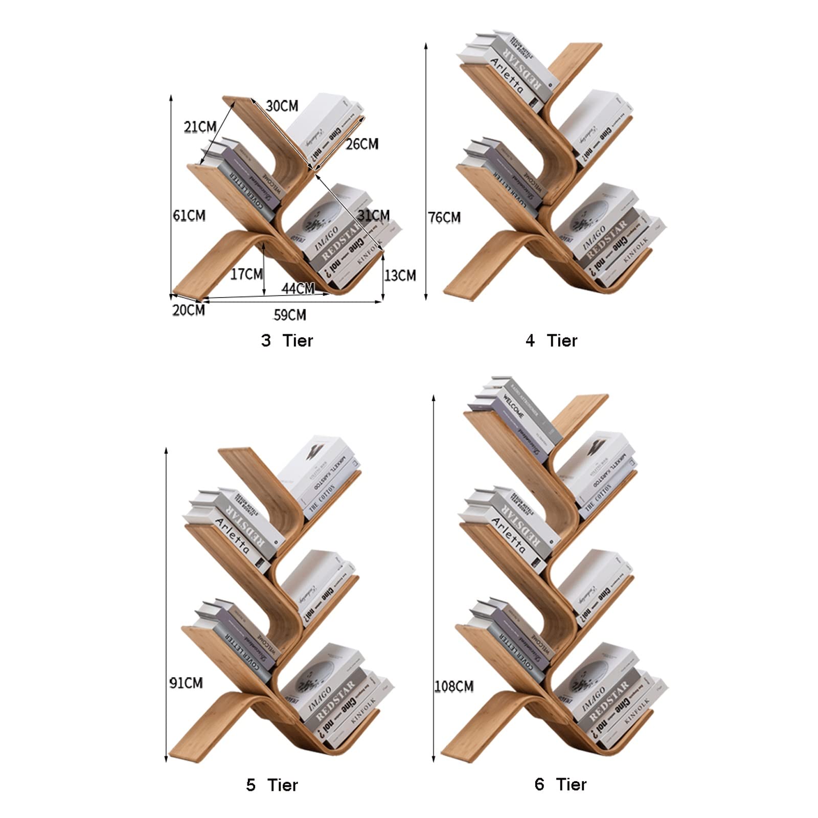 Zeitschriftenständer Zeitschriftenständer Kreatives bogenförmiges baumförmiges Bücherregal Büro Wohnzimmer Gebogenes Präsentationsregal Zeitschriftenständer Bücherregal Holz-Organizer-Rack