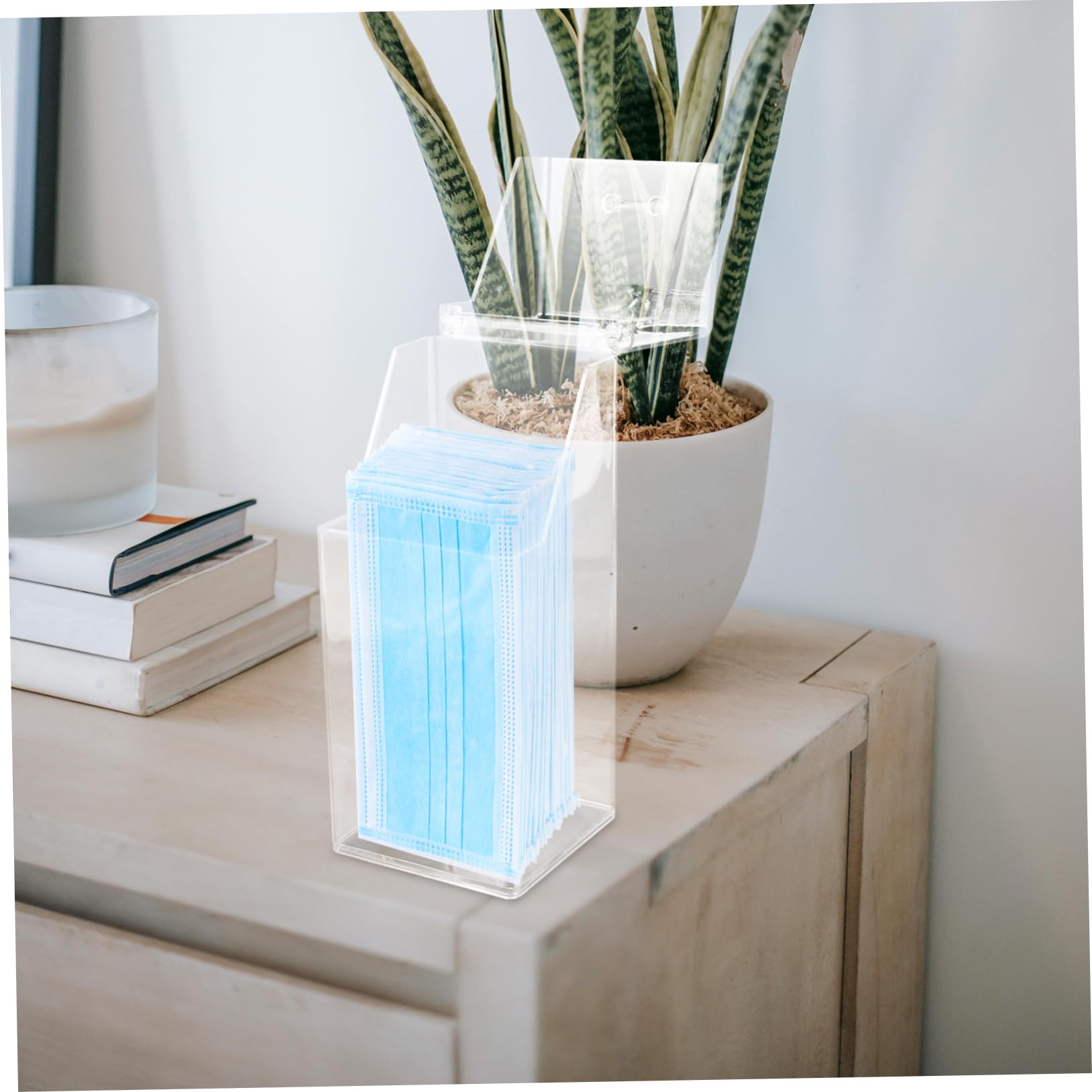 COSMEVIVI Mask Storage Box Lid Face Mask Holder Glove Organizer Dispenser Box Mask Container