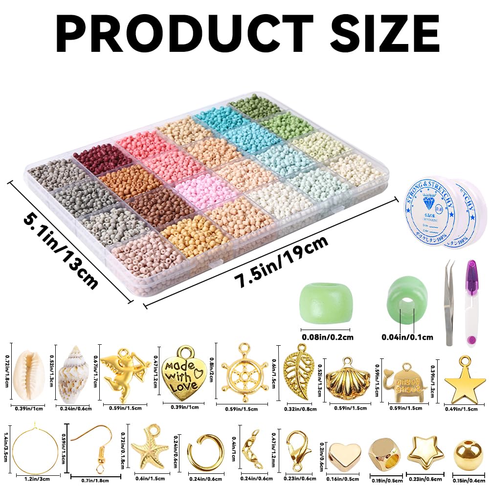 JOLCEEY 10000pcs Glass Seed Beads for Bracelet Making Kit 24 Colors 3mm Small Glass Tiny Beads Friendship Bracelet Kit for Jewelry Making DIY Crafting - Image 3