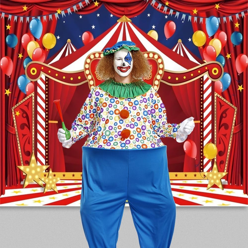 Rode Circustent Achtergrond – 1,8 X 1,2 M – Vinyl Met Circusdruk – Geschikt Voor Verjaardagen, Babyborrels & Fotocabines – Feestelijke Carnavalsdecoratie