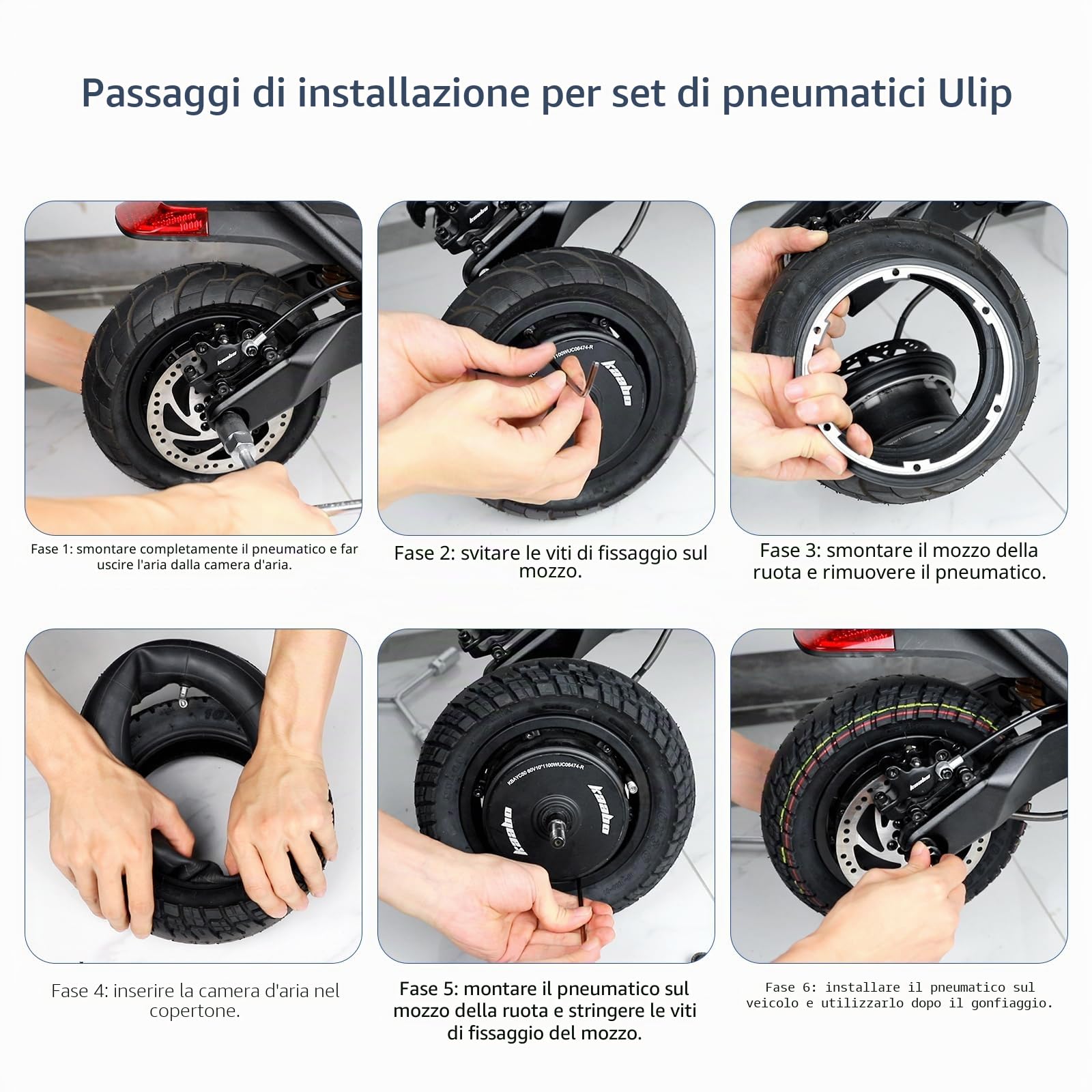 ulip 90/65-6,5 Pneumatici Offroad + Camera d'aria, Pneumatici Offroad Tubeless, per Dualtron Ultra Thunder Zero 11X Speedual Plus scooter, Pneumatici da 28 cm