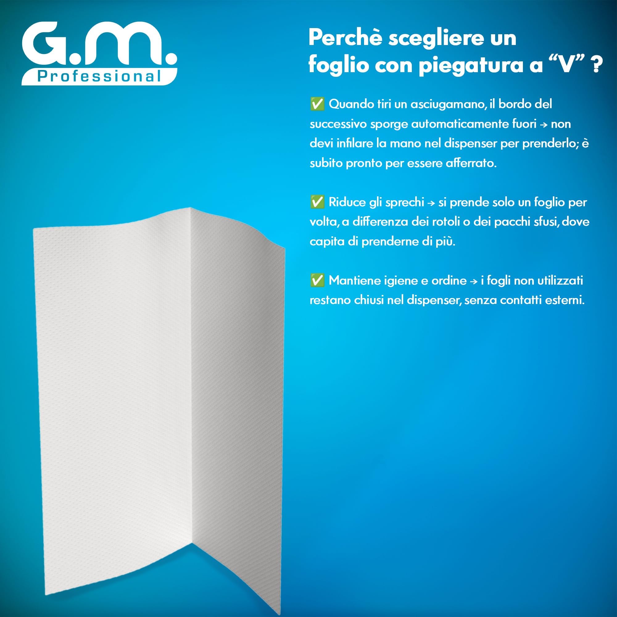Asciugamani Monouso GM 1000 – 4 Pacchi Da 250, Piegatura V, 21x21 Cm, Cellulosa 100%, Compatibili Universali