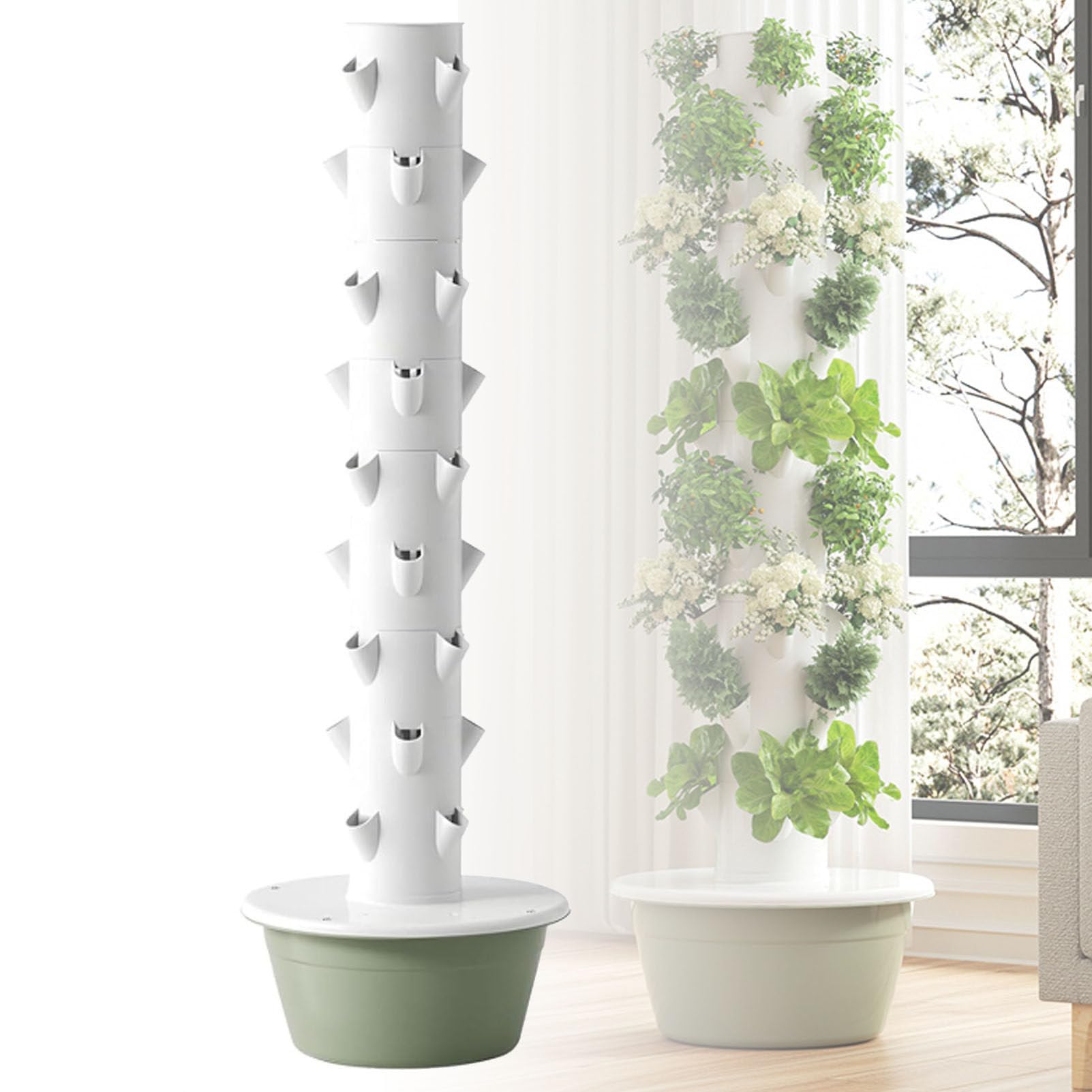 Torre hidropónica, cultivo hidropónico, kit de cultivo hidropónico, cultivo vertical con bomba de hidratación, adaptador, macetas de red y temporizador.,9-layers