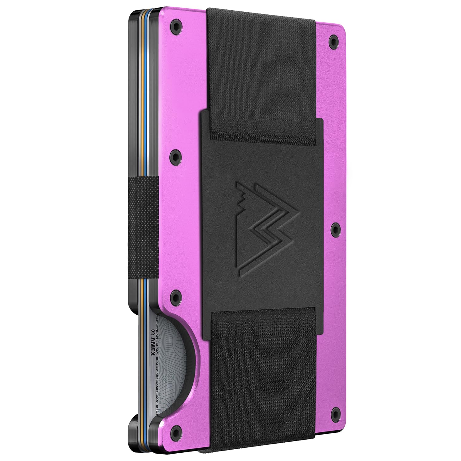 Mountain Voyage CoMinimalist Cash Strap Wallet - Slim RFID Blocking Wallet for Men & Women - Scratch Resistant, Credit Card Holder, Easily Removable Money & Cards, Aluminium Wallet (Electric Pink)