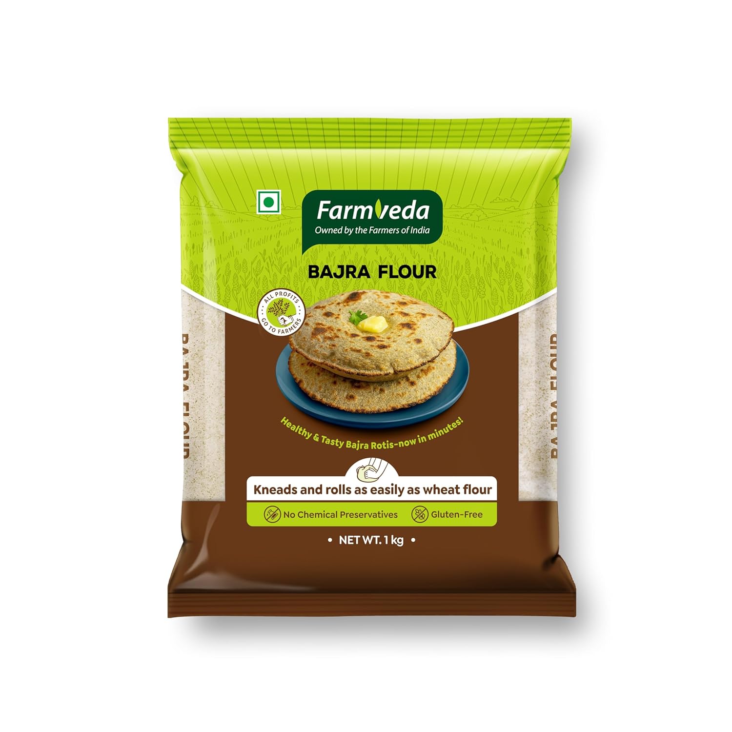 Farm Veda Bajra Flour – 1kg | 100% Natural Pearl Millet Atta | Gluten Free, Stone Ground, High Fibre | No Maida, No Preservatives | Healthy Multigrain Flour for Roti, Chapati & Indian Recipes Farm Veda Bajra Flour – 1kg | 100% Natural Pearl Millet Atta | Gluten Free, Stone Ground, High Fibre | No Maida, No Preservatives | Healthy Multigrain Flour for Roti, Chapati & Indian Recipes