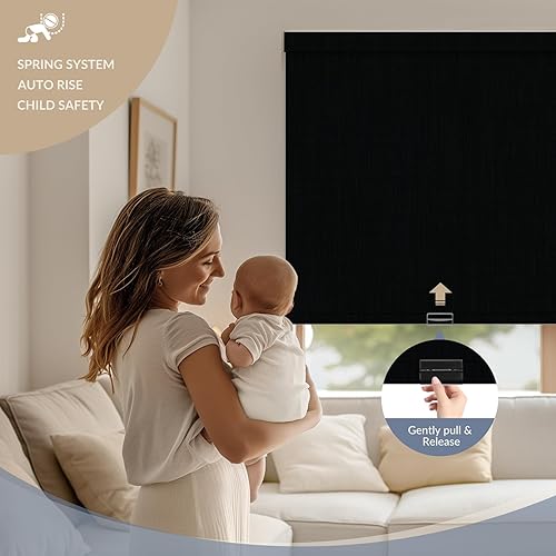 Vista 4 de Boolegon Persianas enrollables opacas para ventanas, fáciles de instalar, sin cordones, para oscurecer la habitación, con protección UV