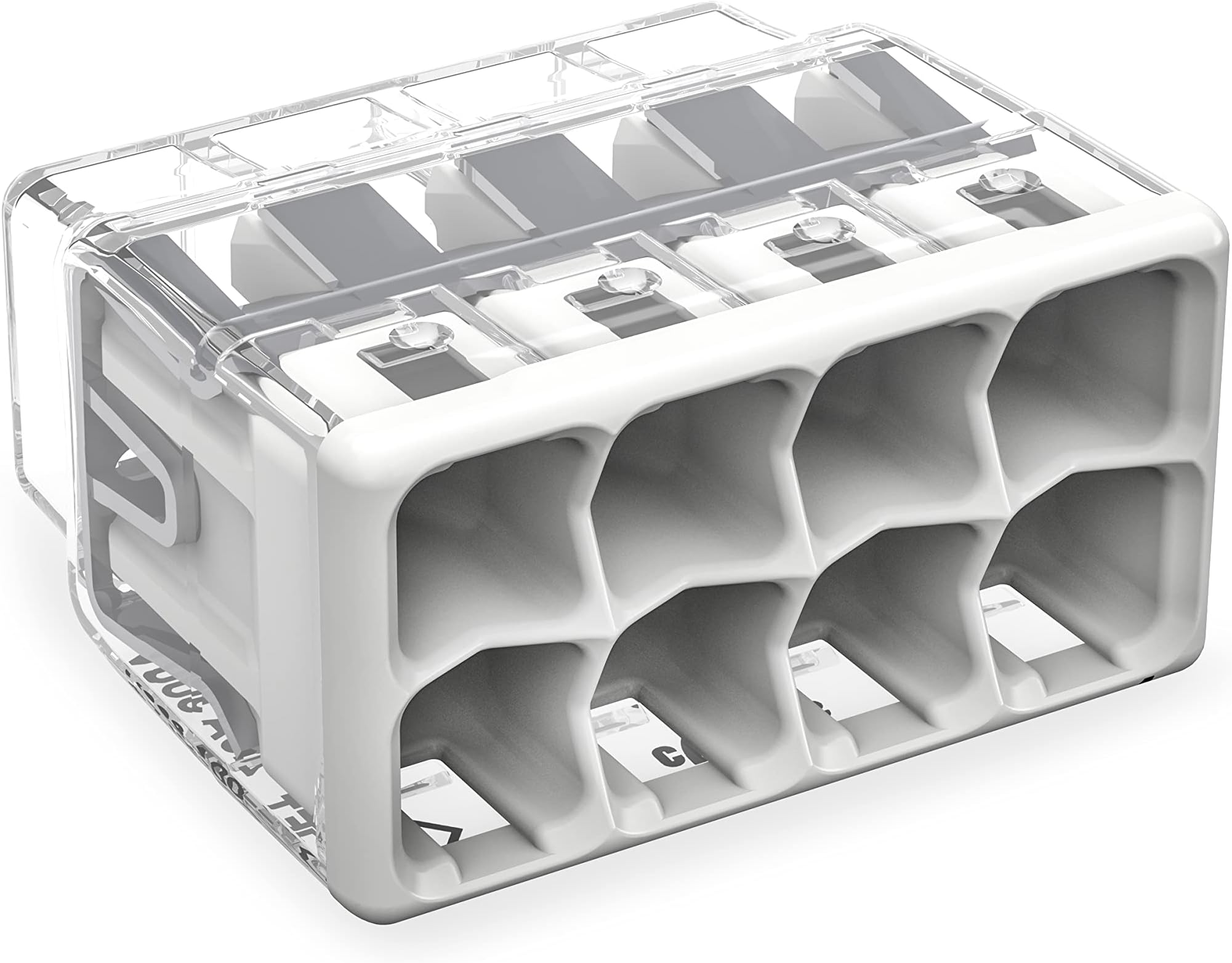 2773-408 | WAGO Wall-Nuts® PUSHWIRE® Splicing Connector | for Solid and Stranded Conductors | 8-Conductor | Light Gray Cover | [Box of 40 Pieces]