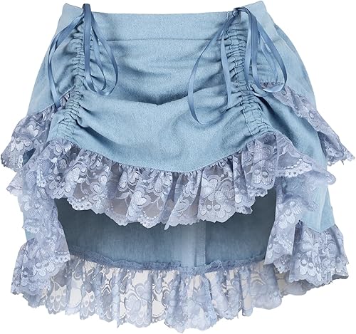 Daisy Corsets Women's Girls Plus Size Blue Jean Denim w/Lace