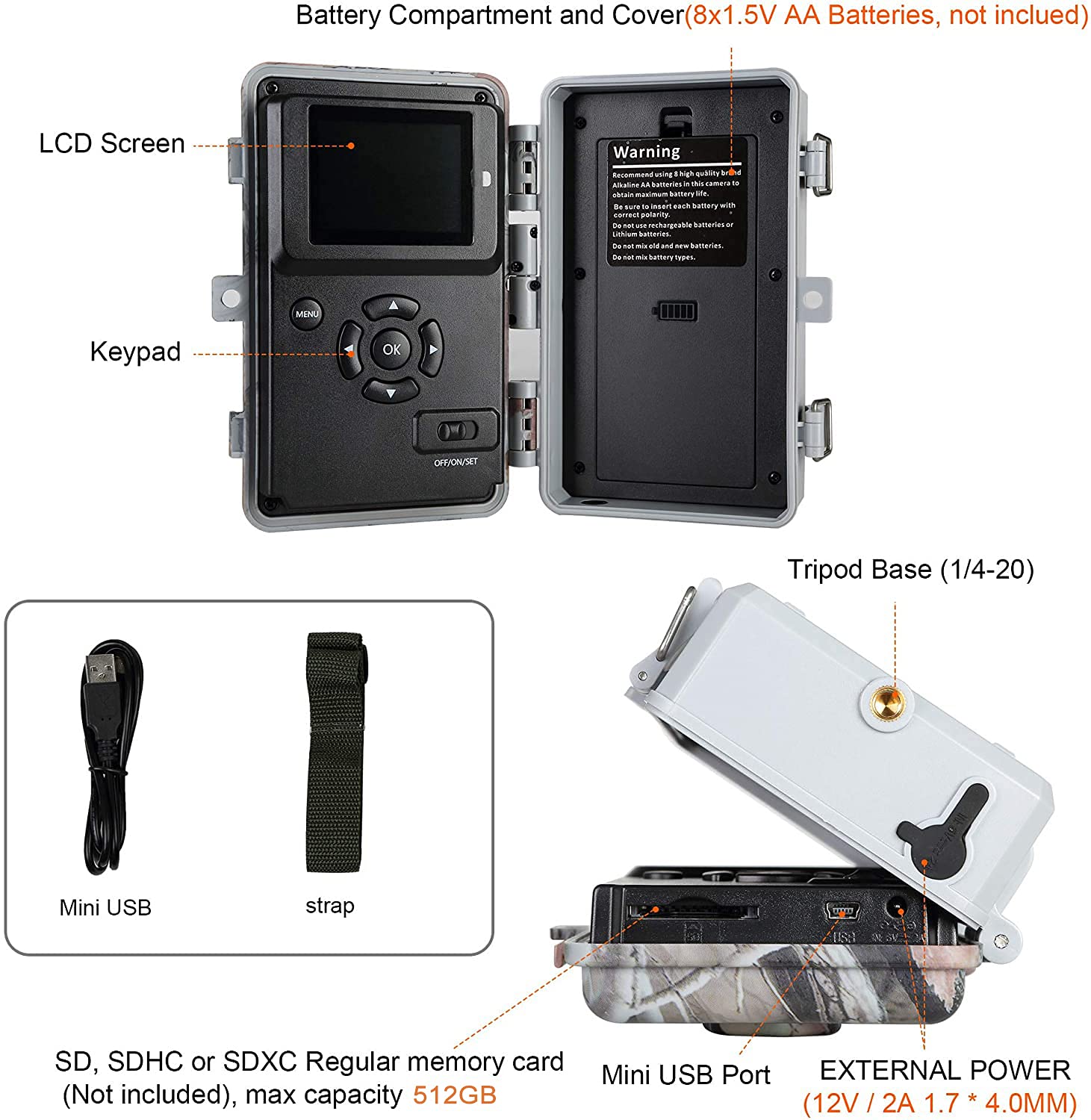 BLAZEVIDEO 2 Pièces Caméra de Chasse, 48MP Photo 1296P Video Camera de Surveillance, avec Capteur de Mouvement, 36pcs IR LEDs Infrarouge 75ft Vision Nocturne, IP66 Étanche et 2.4" Écran LCD