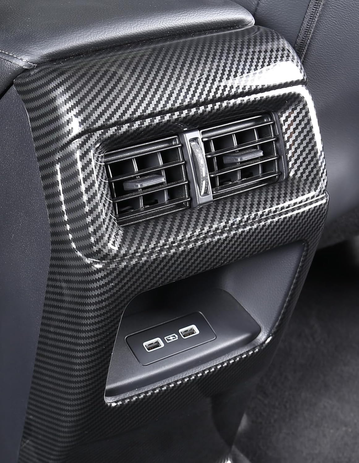 For Honda CRV 2023 2024 2025 Rear Seat Air Outlet Cover, Sporty Central Control Armrest Air Vent Protector for CR-V LX, EX, EX-L, Sport Hybrid, Sport-L Hybrid, Sport Touring Hybrid- Carbon Fiber Grain