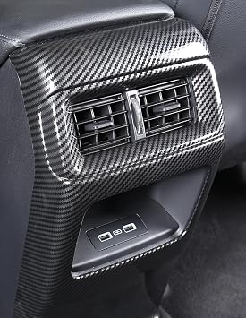 For Honda CRV 2023 2024 2025 2026 Rear Seat Air Outlet Cover, Sporty Central Control Armrest Air Vent Protector for CR-V LX, EX, EX-L, Sport Hybrid, Sport-L Hybrid, Sport Touring- Carbon Fiber Grain