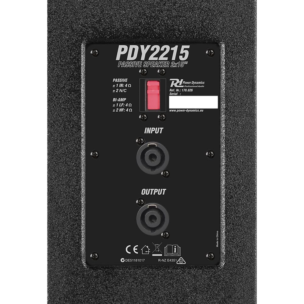 Power Dynamics PDY2215 Enceinte Passive 2x15’’ 1600 Watts - Enceinte Full Range de Sonorisation Professionnelle - Gamme Complète Disponible - Idéale pour Clubs, Discothèques, Installations Sportives