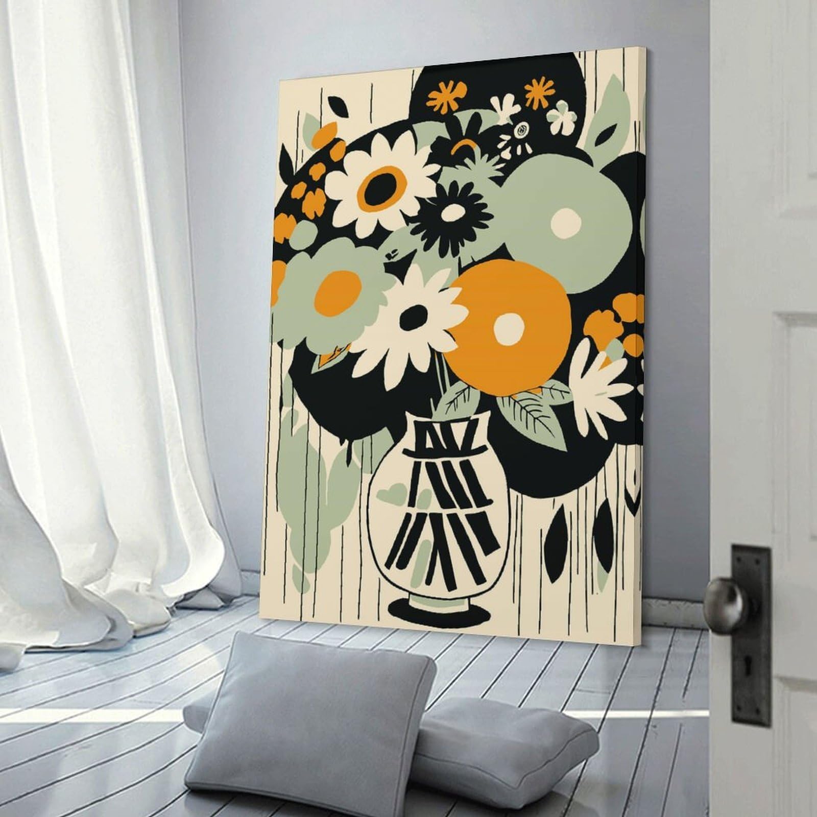 Junmoney Frame-Style-3 Mia Bouquet Of Flowers Canvas Wall Picture, 08X12inch(20X30cm), For Sofa Walls, Lounge Or Home Corners, Modern Wall Decor For Cosy Interiors