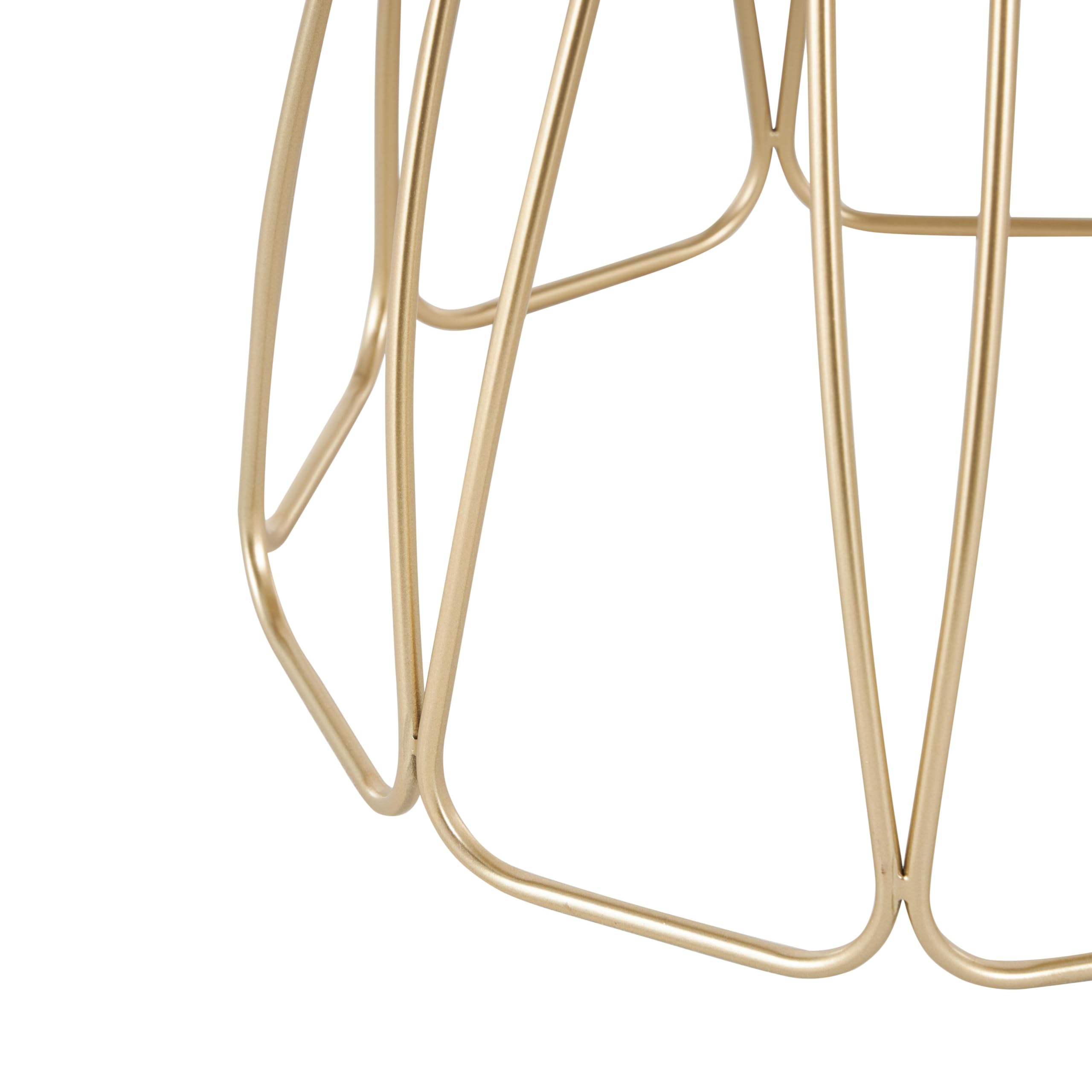 Deco 79 Metal Side End Accent Table Flower Inspired End Table with Cream Marble Tabletop, Side Table 16" x 16" x 22", Gold