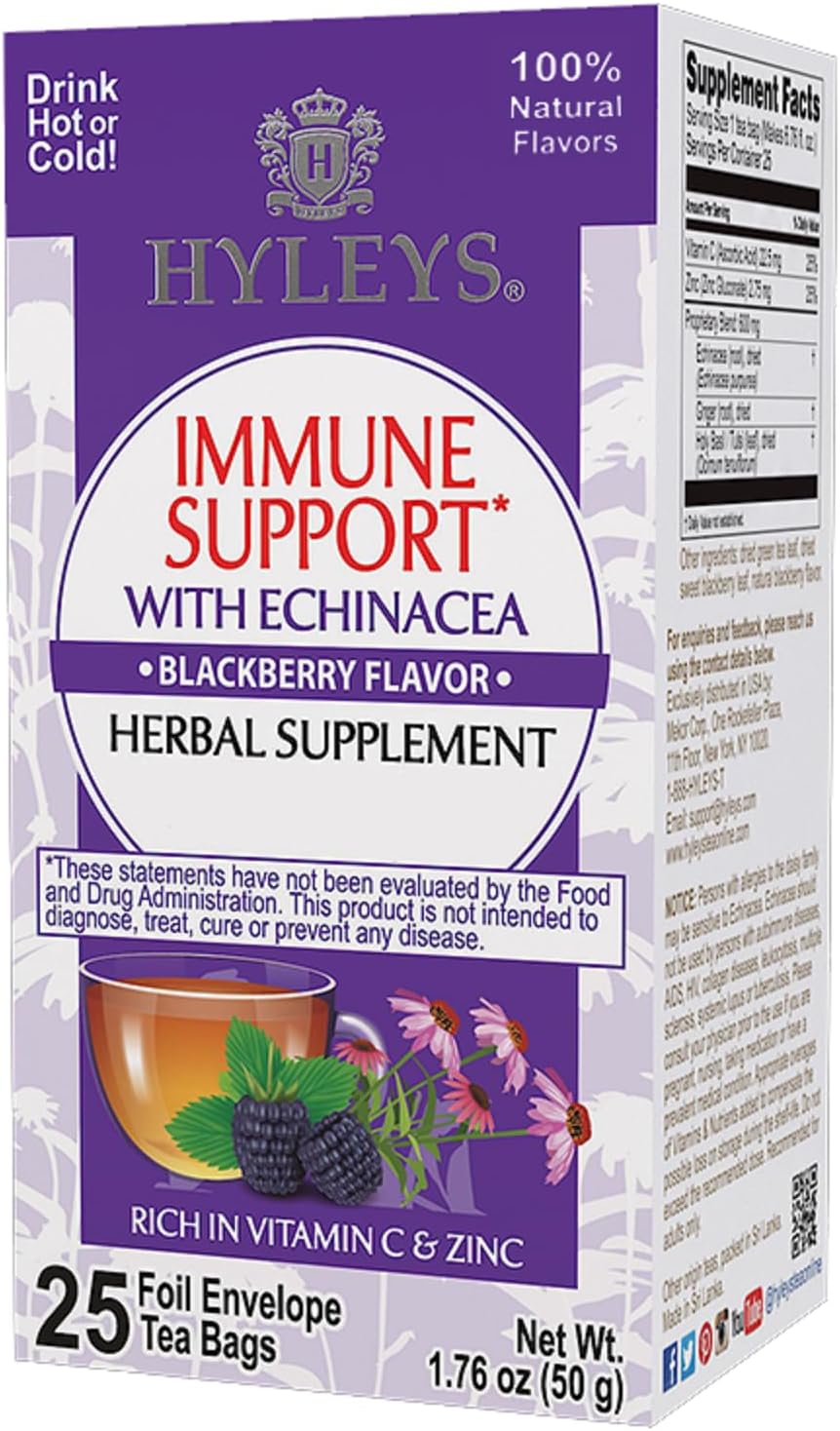 Immunity Tea with Echinacea BlackBerry Flavor - 25 Tea Bags (1 Pack) - Support Your Immune System