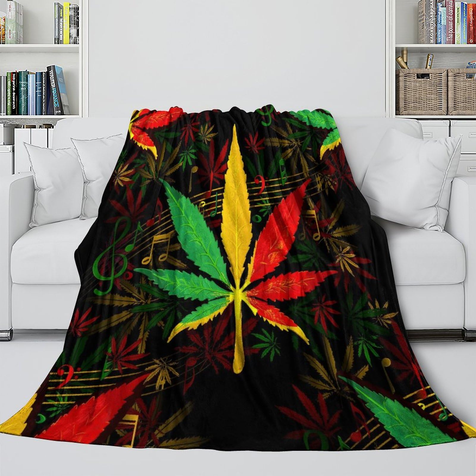 Music Of Jamaica Coperta in Pile 3D, Ultra Morbida Microfibra Reggae Plaid 80x90inch(200x230cm), 4 Stagioni Copridivano Regalo Per Amici Famiglia