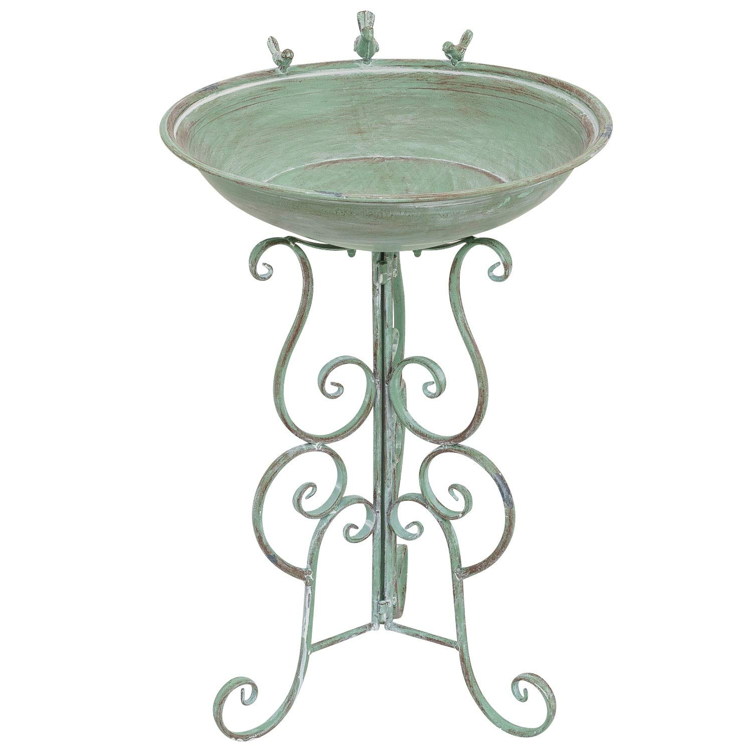 aubaho Vogeltränke Vogelbad Vogelbecken Garten Vogel Tränke Metall Antik-Stil grün 76cm Futterplatz