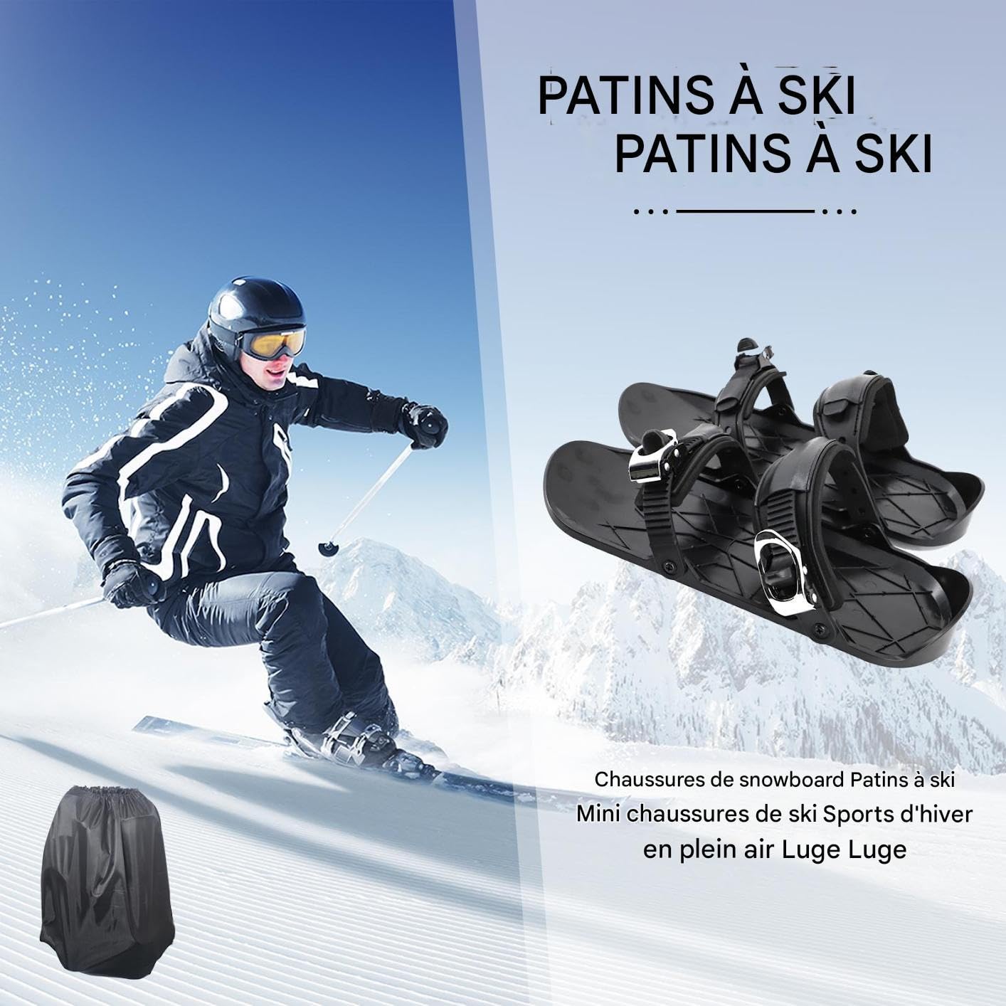 Ski Patin - Chaussures de Ski Ajustables pour Patinage Hivernal | Chaussures Sport Anti-dérapant Snowblades pour Entraînement Voyage Femmes Hommes Athlètes Plein Air