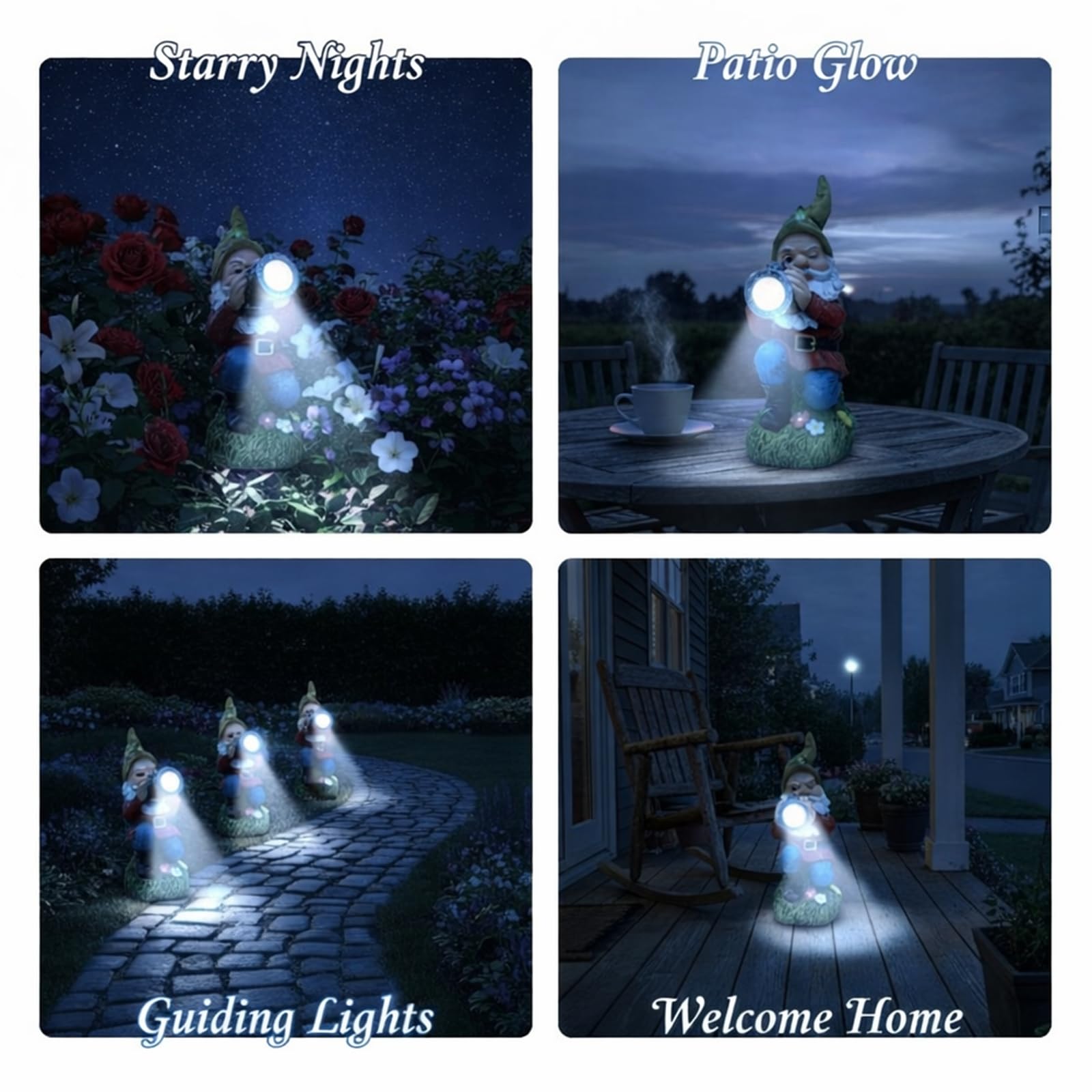 Figurka ogrodowa z motywem krasnala teleskopowego, lampa solarna 13,9 cm, ręcznie malowana statuetka krasnala z żywicy, oświetlenie krajobrazu na patio, trawnik, dekoracja podwórka