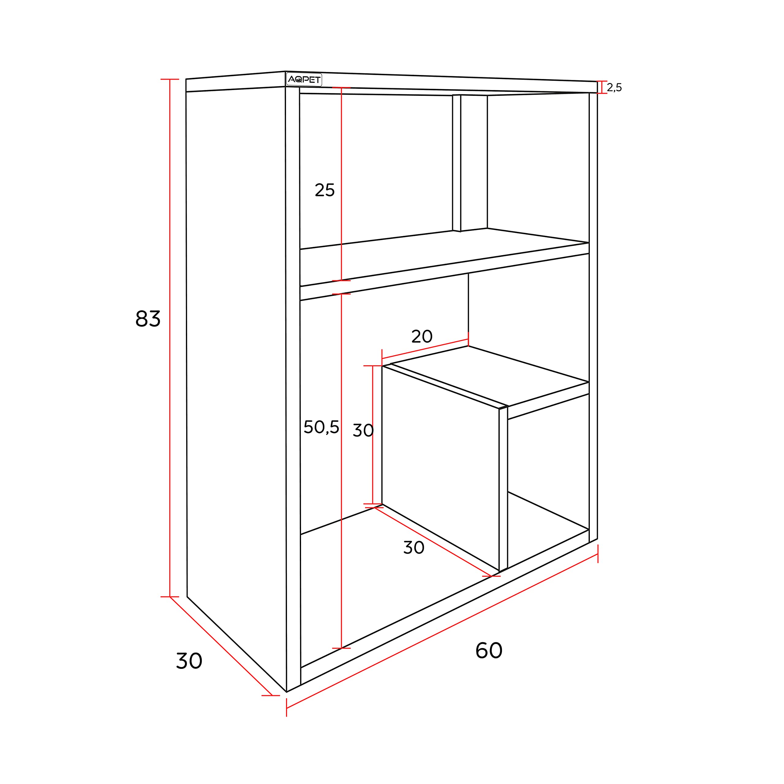 AQPET Cabinet Nature 60 Support pour Aquariums Effet Bois Naturel 60 x 30 x 83 h