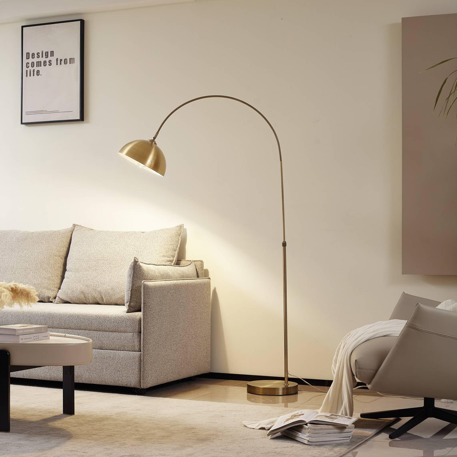 Lampadaire LED Romilda En Bois Clair - Hauteur 122 Cm - Ampoule 25.5W Incluse - Style Rustique