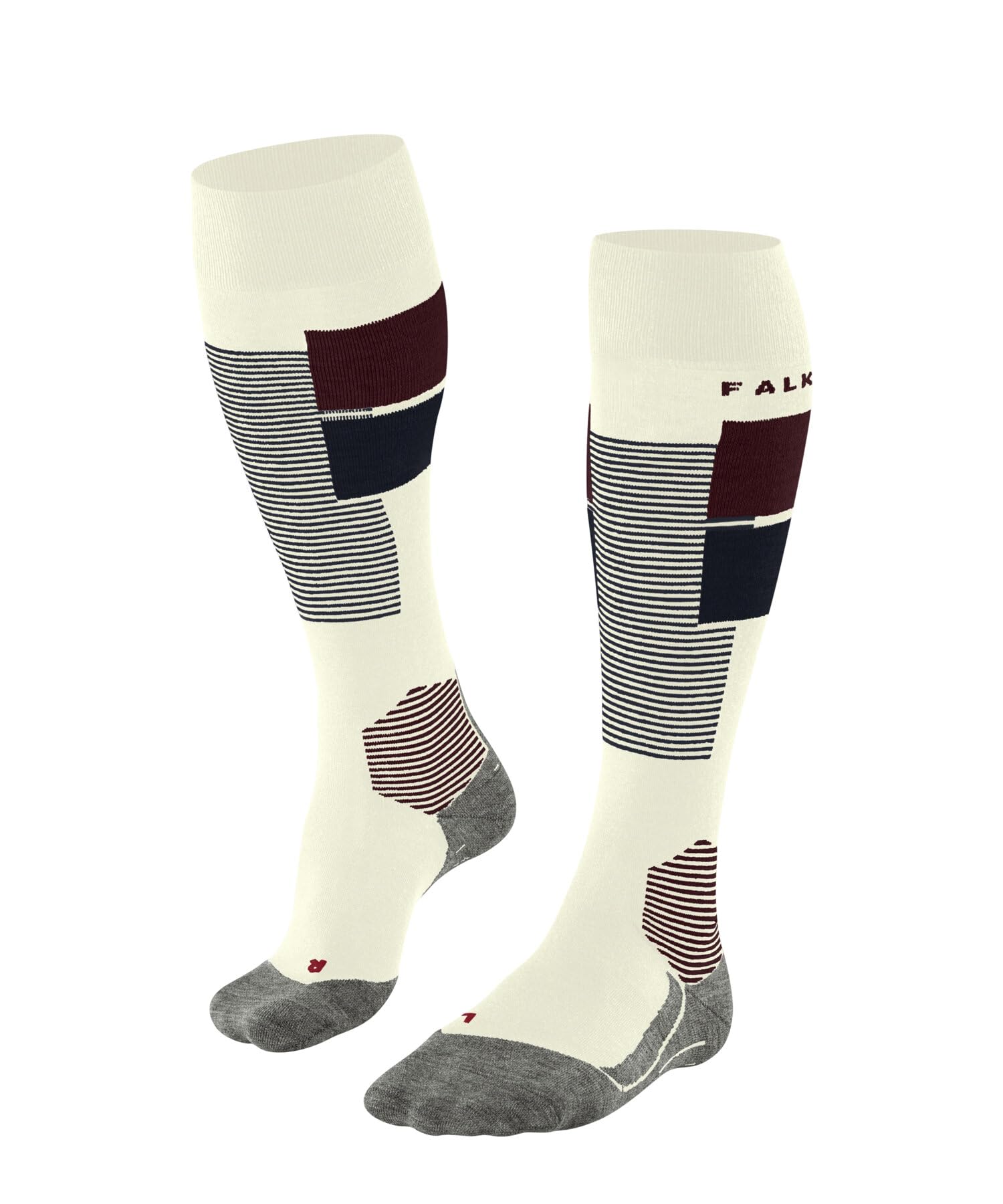 FALKE Women's SK4 Advanced W Kh Wool Functional Yarn Warm Thin 1 Pair Skiing Socks, White Off-White 2040 Trend, 2.5-3.5