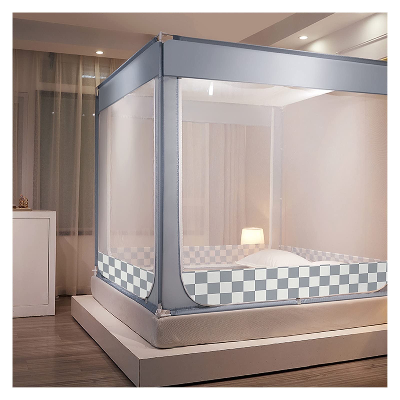 DXTFDHB Mosquito Net Tent Canopy Curtains for Beds Pop Up Mosquito Net Tent King Size Portable Mosquito Netting with Bottom for Adults(Grey a,1.8 * 2.0m)