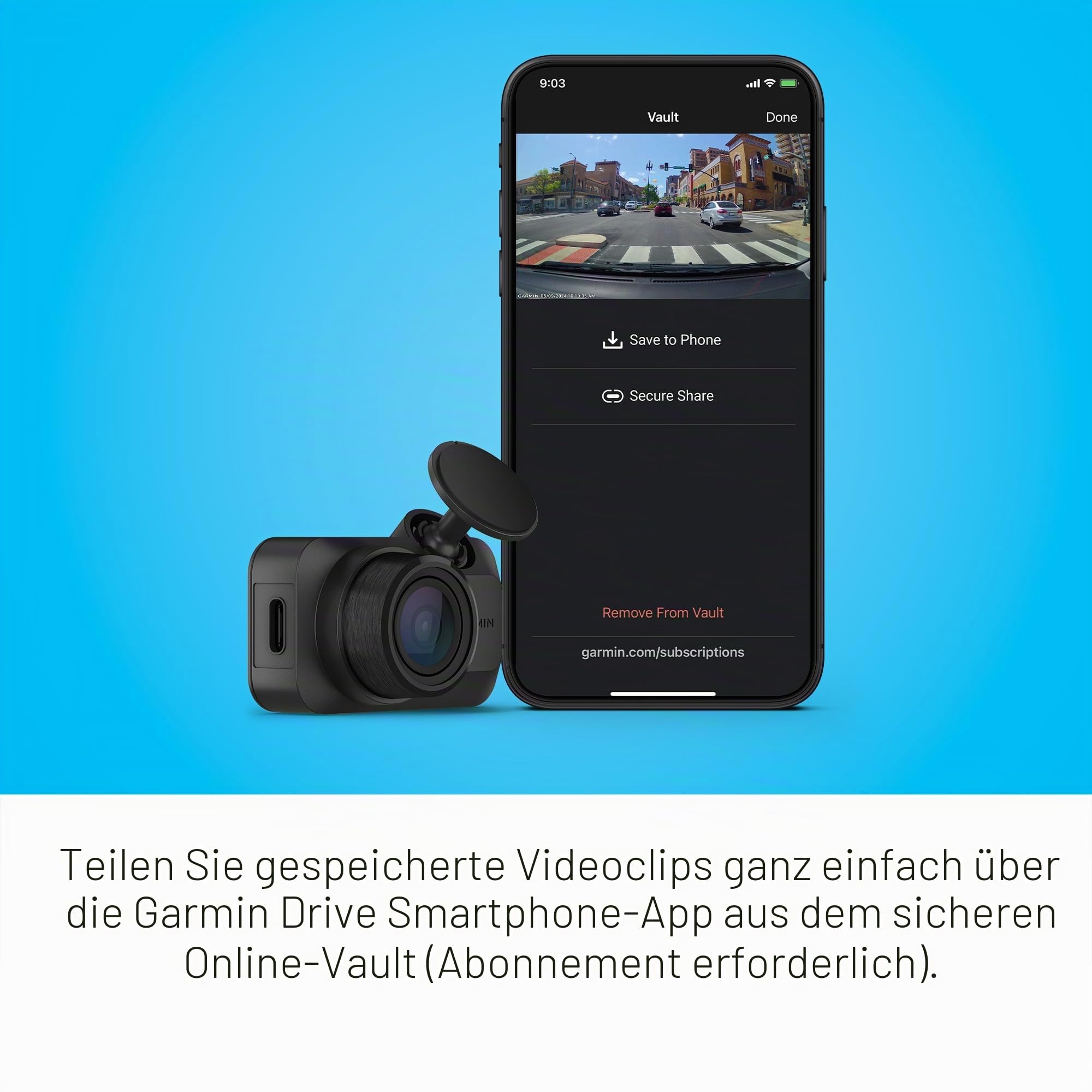 Garmin Dash Cam Mini 3, ultrakompakte 1080p HD-Dashcam mit einem 140-Grad-Sichtfeld, eingebauter Clarity-Polarisator, sprachgesteuert, automatische Aufnahme (erneuert)