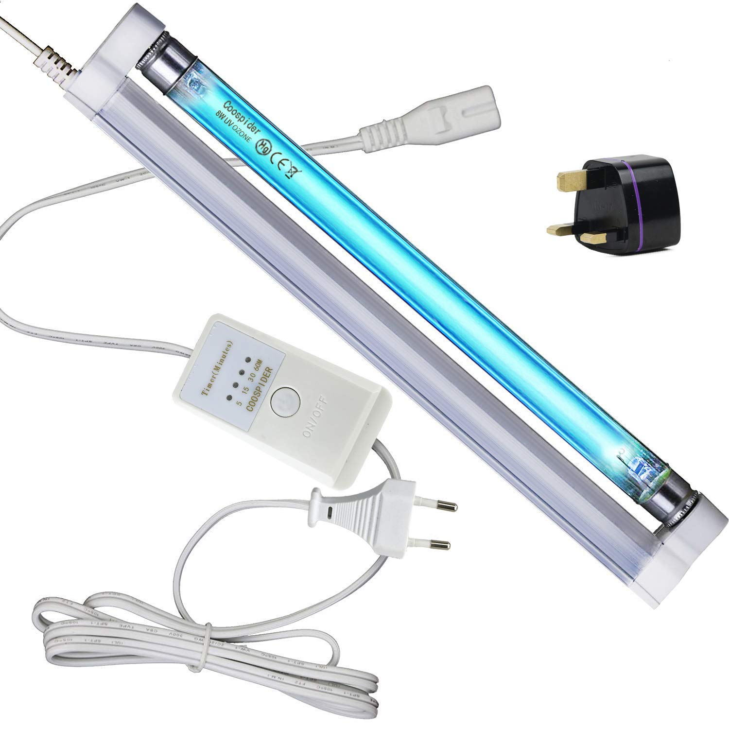 UVC Germicidal Light 8W for Cabinet and Small Space (Ozone)