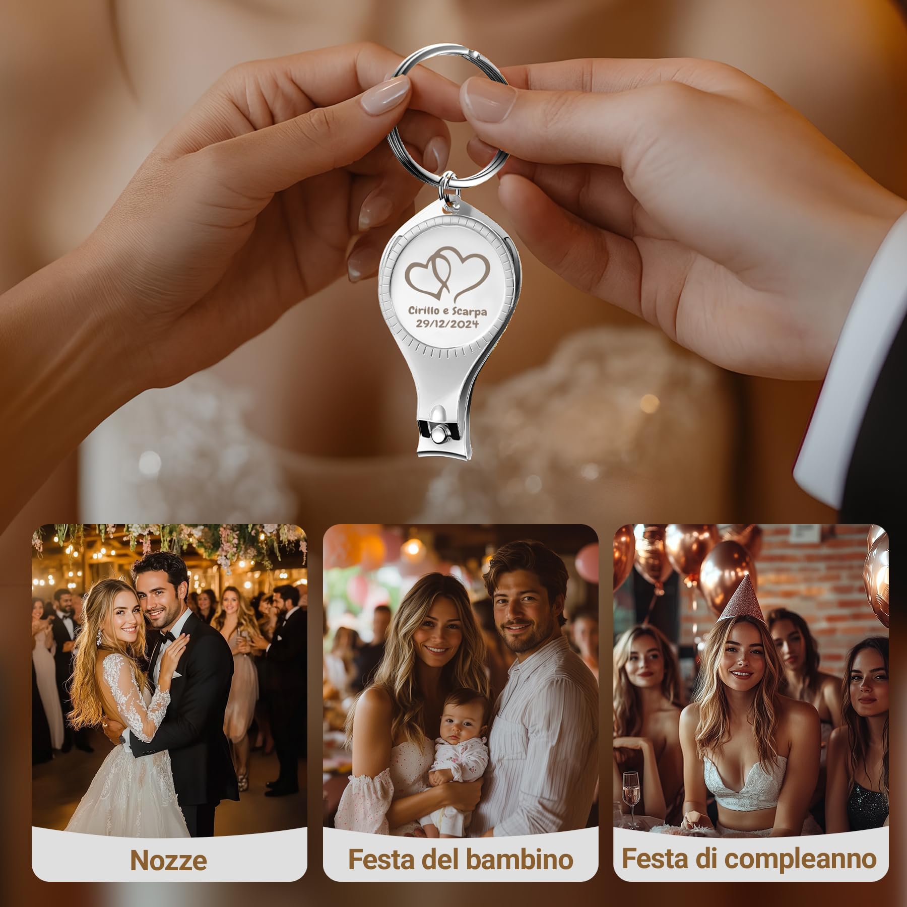 60 pezzi personalizzati 4 in 1 apribottiglie multifunzione, tagliaunghie, bomboniere per matrimoni birrificio, privati personalizzati, argento, regali multiuso per uomo