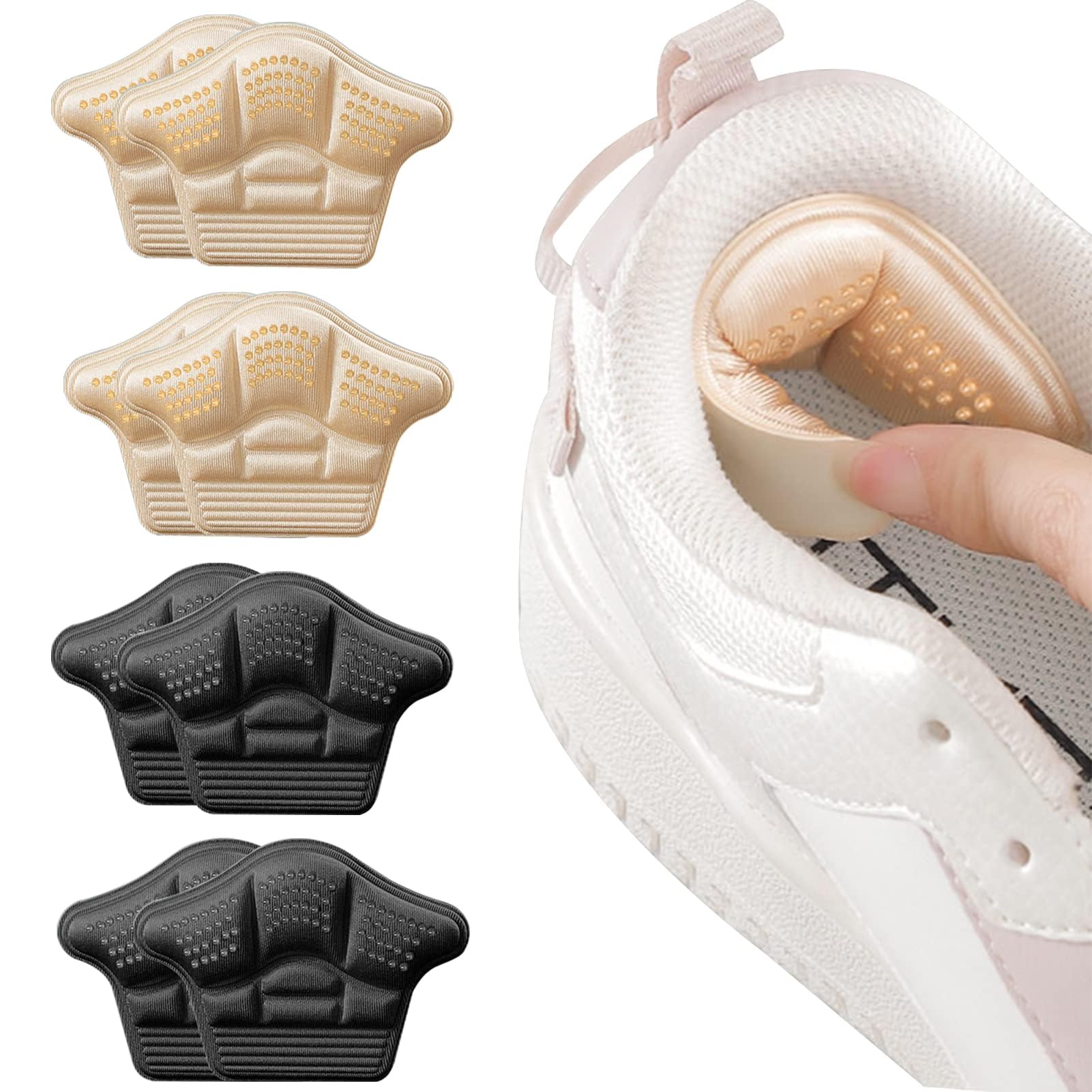 NALACAL 4 Pairs Heel Cushion,Heel Grip Shoes Too Big,Self-Adhesive Heel Cushion,Anti-Slip Heel Pads,Shoe Insoles for Ladies Liners Heel Blister Protectors for Women Men, Fit and Comfort