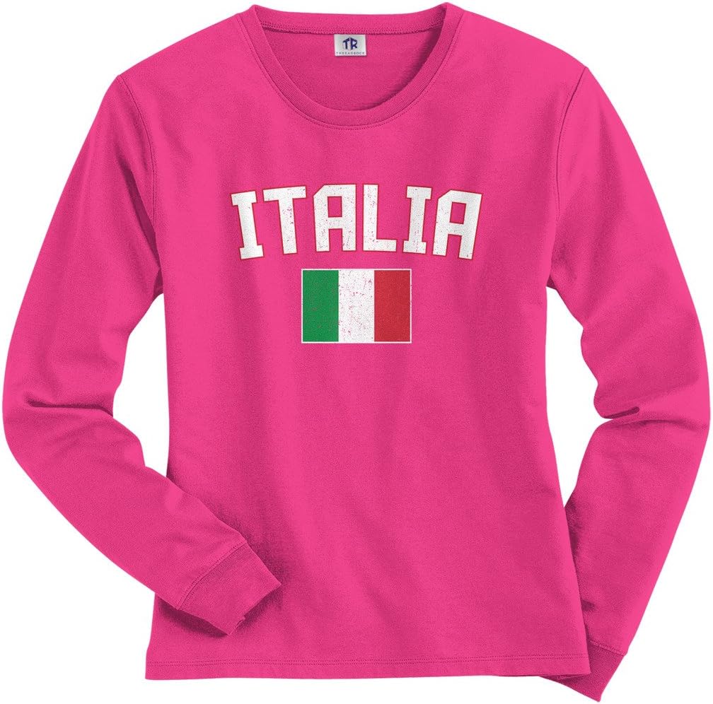 Threadrock Women's Italia Flag Long Sleeve T-Shirt