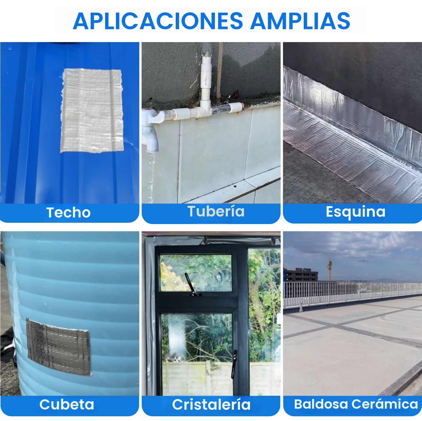 ADHES Cintas de butilo cinta impermeable cinta de aluminio cinta de reparación para fugas de techo, reparación de grietas, ruptura de tuberías 50mm x 5m
