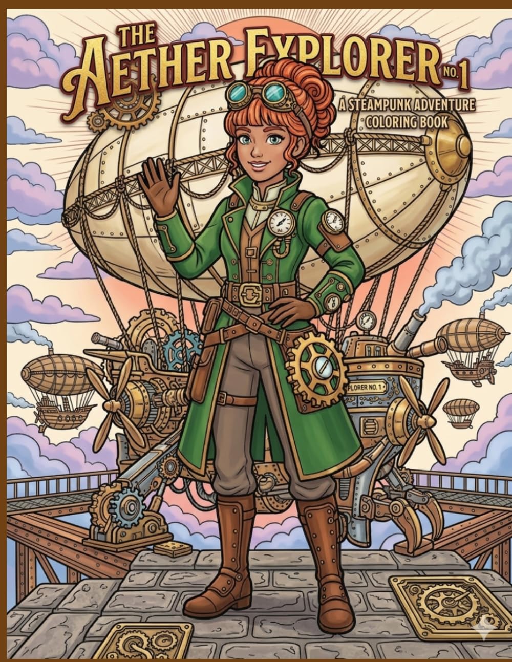 Aether Explorer 1: Steampunk Coloring Book for Adults – A Mechanical Fantasy Adventure with Intricate Designs